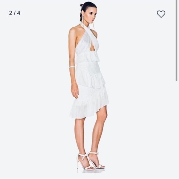 NWT Katharine Polk Bridal Houghton NYC Wedding Silk Halter Ruffle Dress